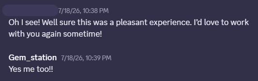 A creator saying they would love to work with us again